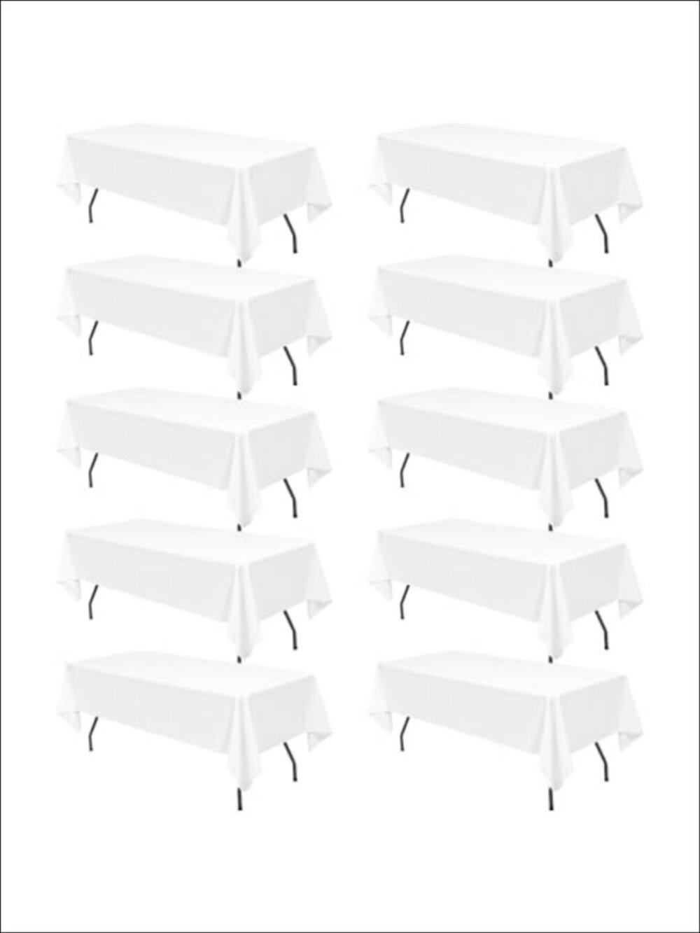 10 Pack White Tablecloths for Rectangle Tables 60x102 Inch Polyester Stain